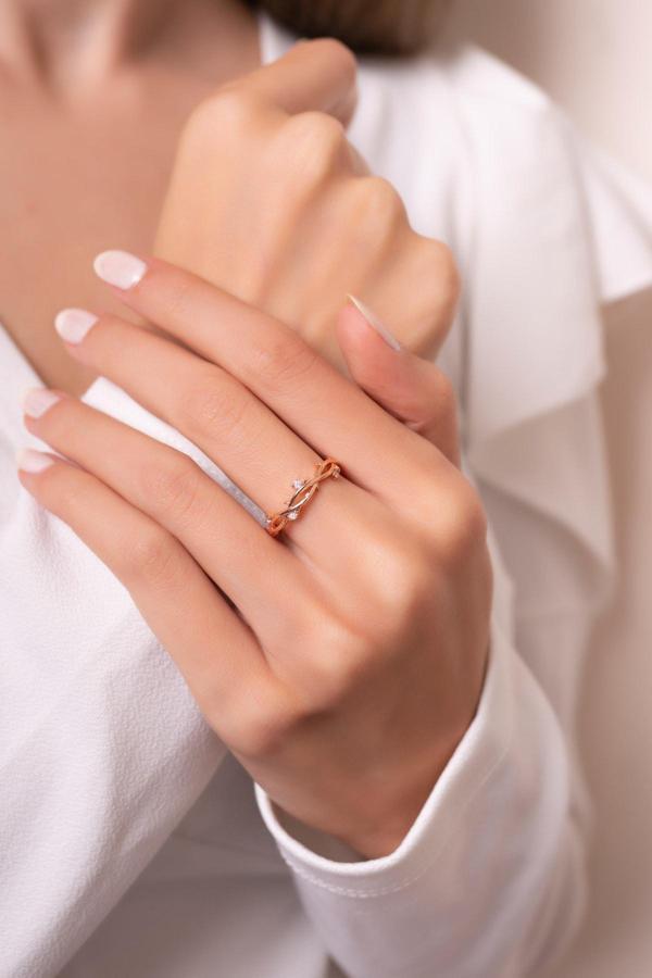 Eva Jewelry Dal Model Sarmaşık Ayarlanabilir 14 K Rose Gold Kaplama Kadın Yüzük - Image 1