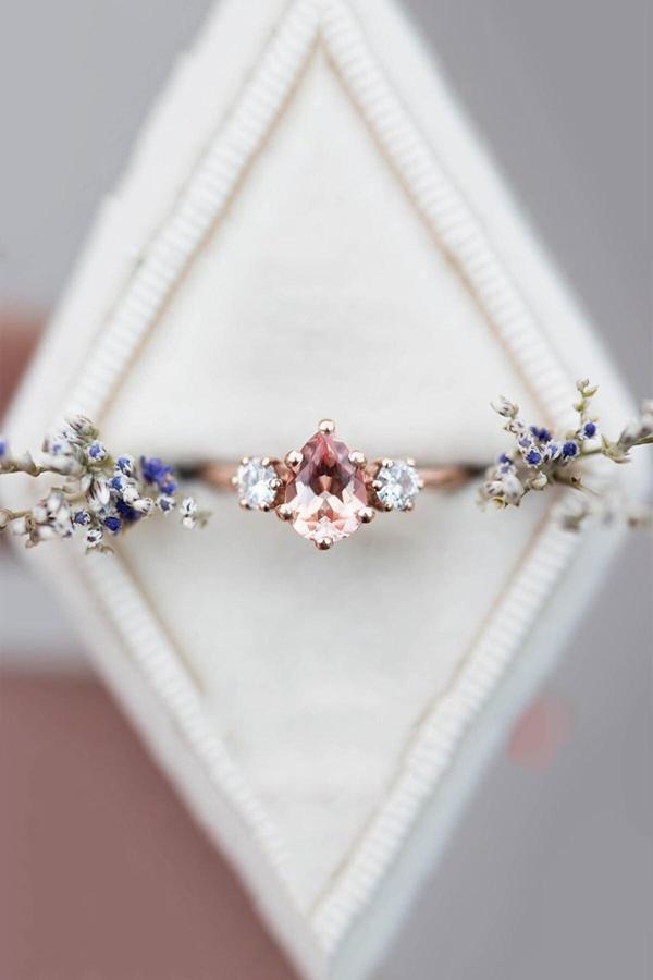 Eva Jewelry Mistik Topaz Yavruağzı Taşlı Ayarlanabilir 14 K Rose Gold Kaplama Kadın Yüzük - Image 1