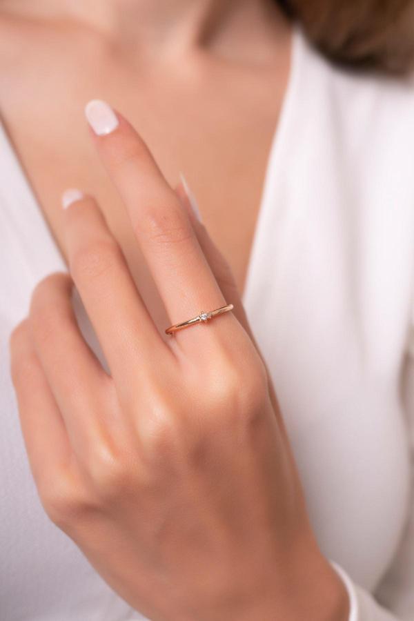 Eva Jewelry Yıldız Model Ayarlanabilir 14 K Rose Gold Kaplama Kadın Eklem Yüzük - Image 1