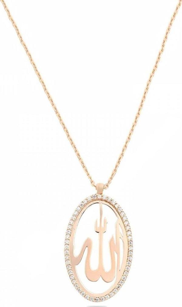 Eva Jewelry Allah Lafzı 14 K Rose Gold Kaplama Kadın Kolye - Image 1