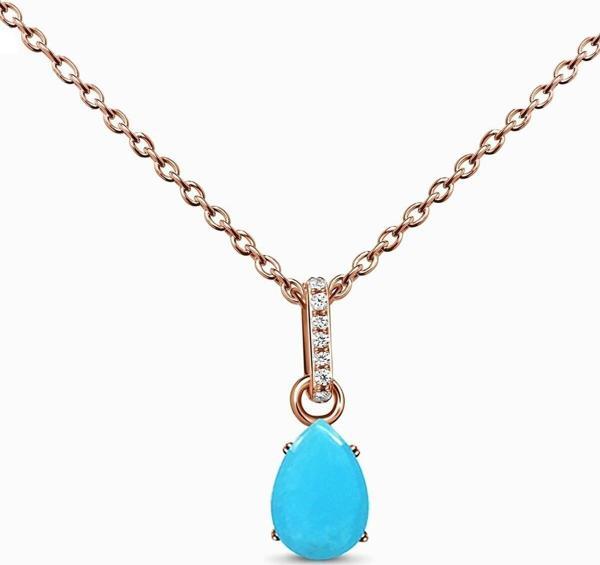 Eva Jewelry Firuze Mistik Topaz Taşlı 14k Rose Gold Kaplama Kadın Kolye - Image 1