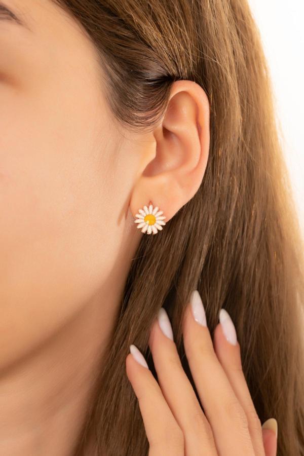 Eva Jewelry Minimal Papatya 14 K Rose Gold Kaplama Kadın Çift Küpe - Image 1