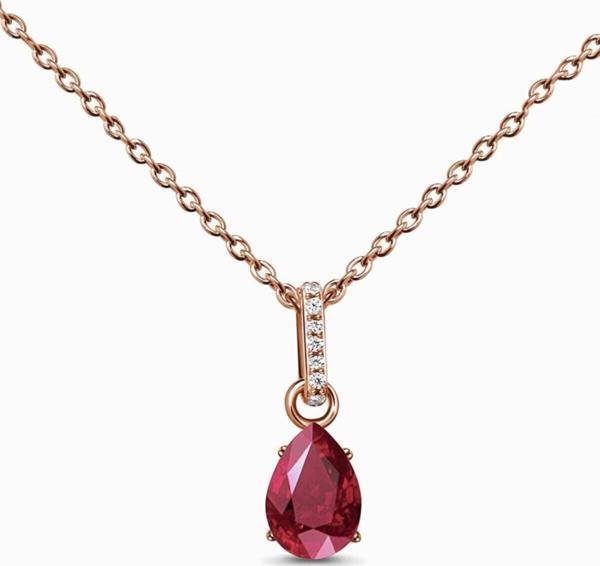 Eva Jewelry Ruby Mistik Topaz Taşlı 14 K Rose Gold Kaplama Kadın Kolye - Image 1