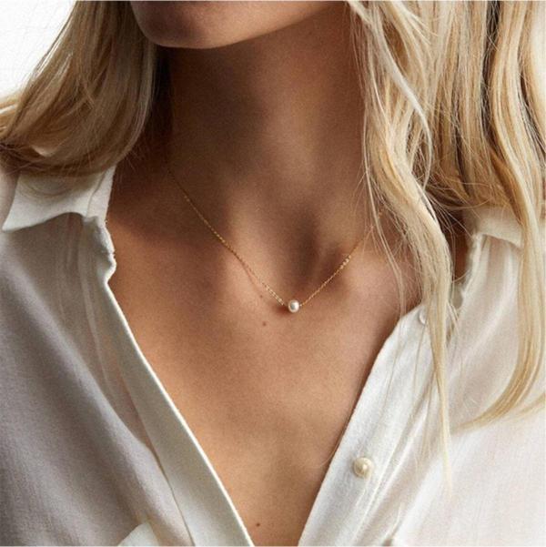 Eva Jewelry Tek Inci Tasarım 14 K Rose Gold Kaplama Kadın Kolye - Image 1