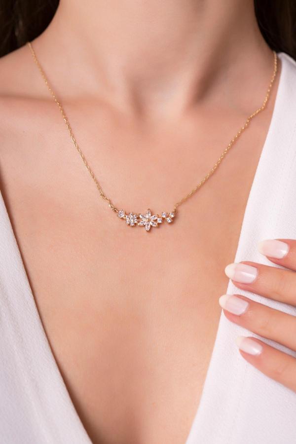 Eva Jewelry Unutma Beni Çiçeği 925 Ayar Gümüş Zincirli Kadın Kolye - Image 1