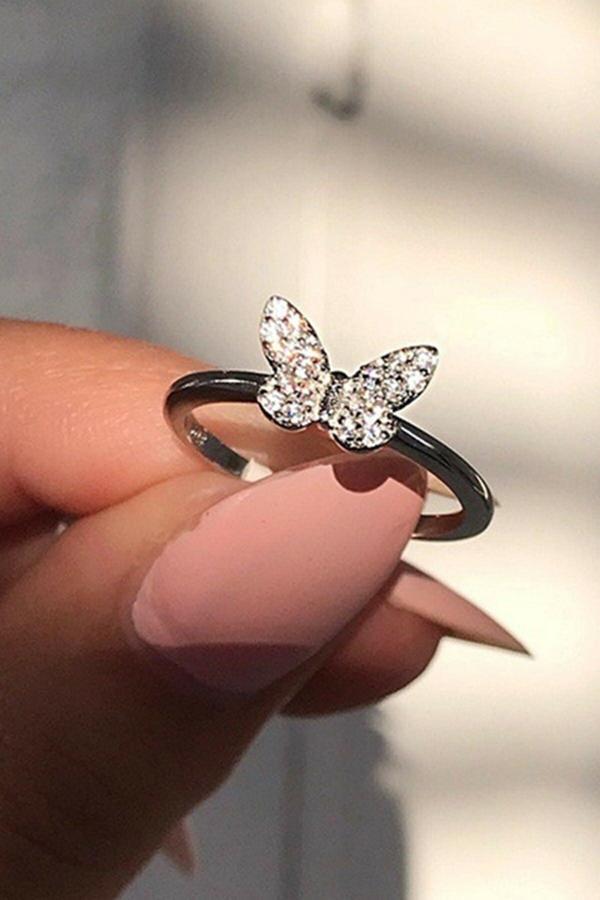 Eva Jewelry Kelebek Motifli 14 K Gümüş Kaplama Kadın Yüzük - Image 1