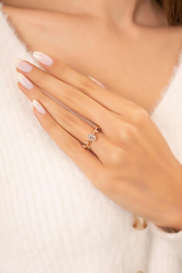 Eva Jewelry Izlanda Evlilik Yüzüğü 14 K Rose Gold Kaplama Kadın Yüzük - Image 1