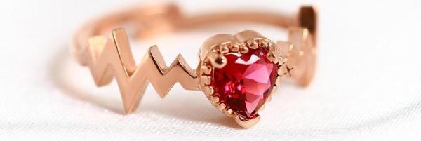 Sahira Jewelry 14 Ayar Rose Gold Kaplama Kalp Ritmi Ayarlanabilir Yüzük - Image 1