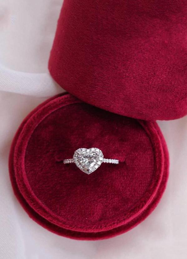 Sahira Jewelry Kalp Baget Taşlı Ayarlanabilir Kadın 14 K Rose Altın Kaplama Yüzük - Image 1