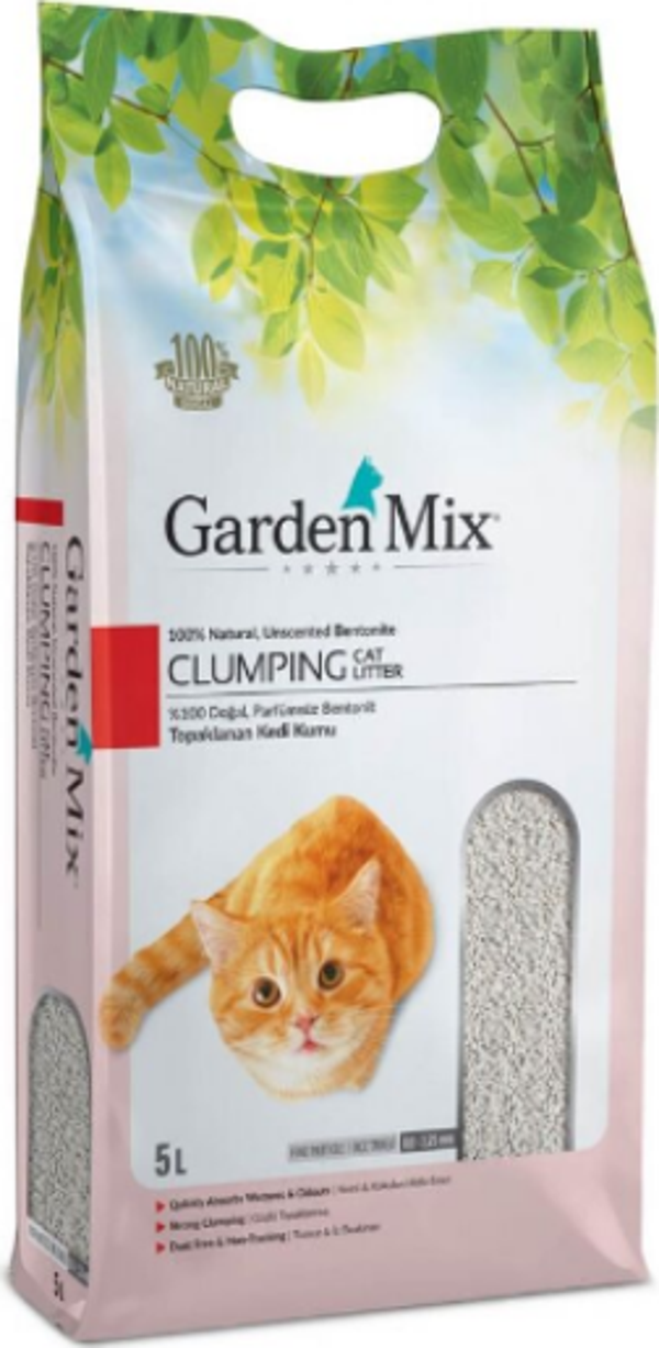 Garden Mix Parfümsüz Topaklanan İnce Taneli Bentonit Kedi Kumu 5lt - Image 1