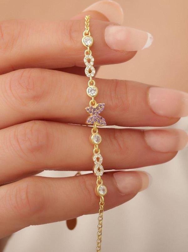 Passion Silver Kelebek Ve Sonsuzluk Figürlü 925 Ayar Gümüş Kadın Bileklik - Image 1