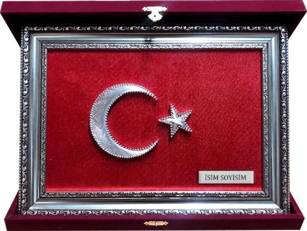 KADİFE KUTULU FİLOGRAFİ TÜRK BAYRAĞI TABLO - Image 1