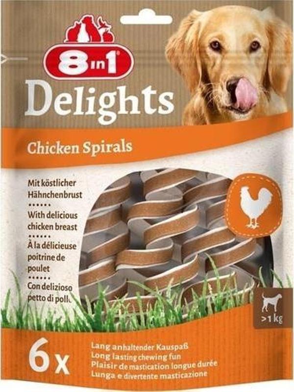 8in1 Delights Chicken Spirals Tavuklu Burgu Köpek  Ödülü 6lı     - Image 1