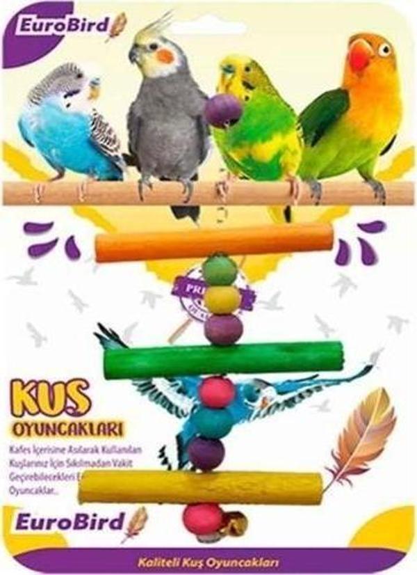 EuroBird Kuş Oyuncağı Üçlü Tahta Merdiven (KY86)  - Image 1