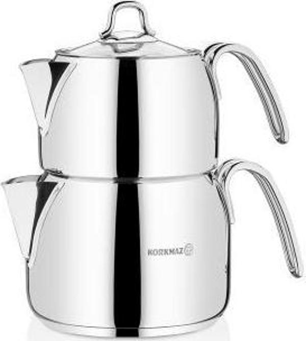 Korkmaz A028 Perla Maxi Çelik Çaydanlık Takımı - Image 1