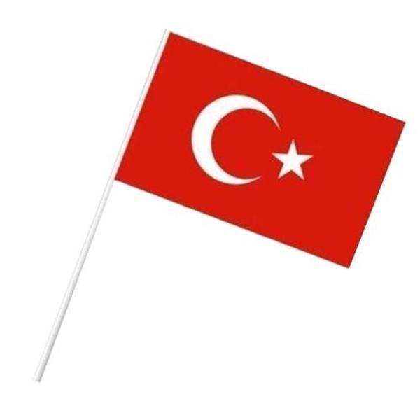 Plastik Sopalı Bayrak Büyük 22x32cm Karton 40Lı Türk Bayrağı - Image 1