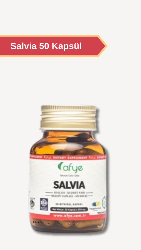 Afye Salvia ( Adaçayı , Kudret Narı , Mersin Yaprağı , Sinameki ) 50 Kapsül - Image 1