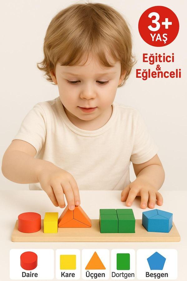 3D Ahşap Geometrik Bloklar – Renkli Eğitici Şekillerle Motor Beceriler ve Koordinasyon Oyunu - Image 1