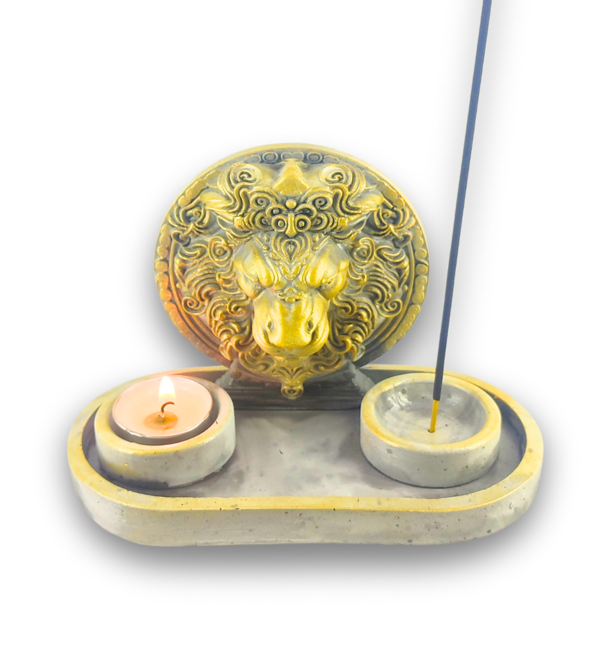 Aslan Çubuk Tütsülük ve Tealight (Beyaz) - Image 1