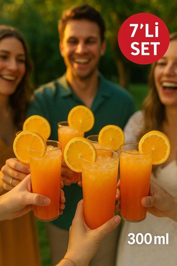 7’li Set Plastik Kokteyl, Meşrubat Bardağı - Parti, Düğün, Davet ve Organizasyon Bardağı 300 ml - Image 1
