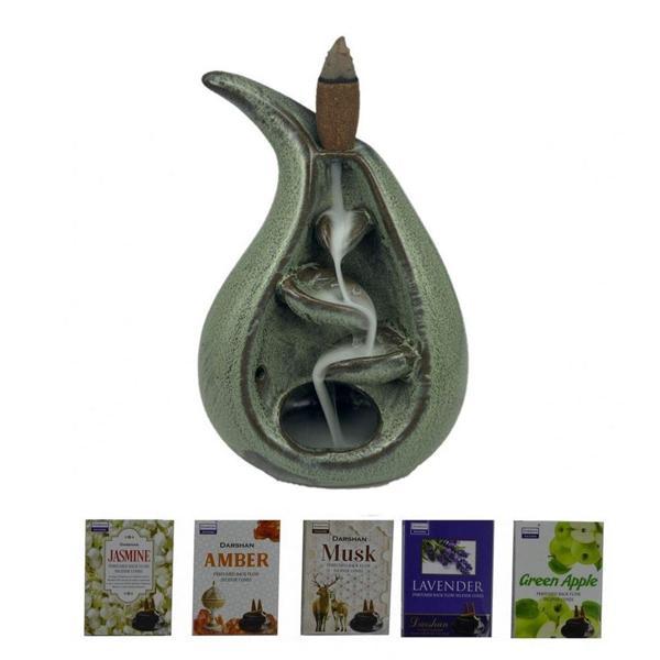 Porselen Geri Akış Tütsü Brülörü +5 Aromatik Tütsü CA1 Yeşil - Image 1