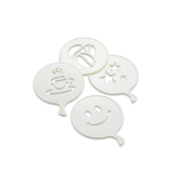 4 PCS SÜSLEME ŞABLONU PLASTİK KAHVE FİNCAN - YILDIZ - GÜLEN YÜZ - PALYAÇO  - Image 1