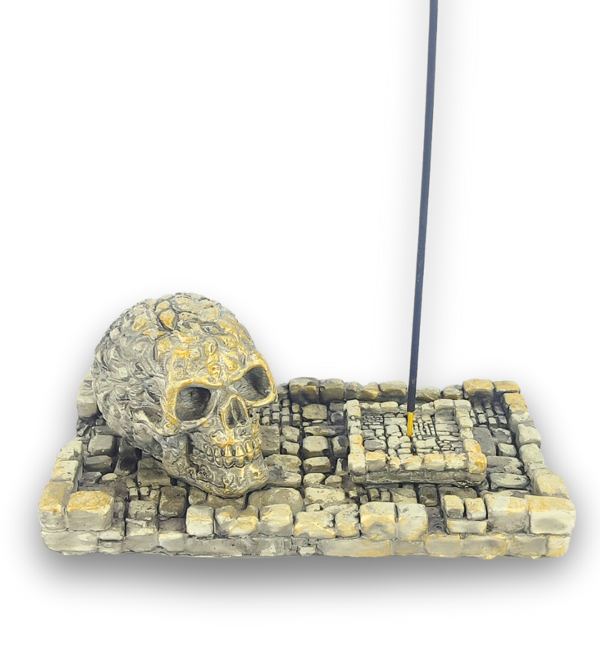 Kuru Kafa Küçük Çubuk Tütsülük ve Tealight (Beyaz) - Image 1