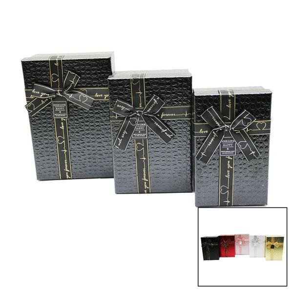 3 LÜ DİKDÖRTGEN DERİ DESENLİ HEDİYE KUTUSU  - Image 1