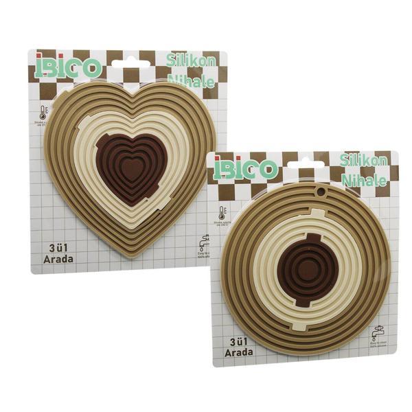 3İN1= BÜTÜN - 3 BOYA AYRILIR   SİLİKON  MAT - NİHALE  KALPLİ=7.7-12.5-19CM   YUVARLAK=7-12.5-19.5CM  - Image 1