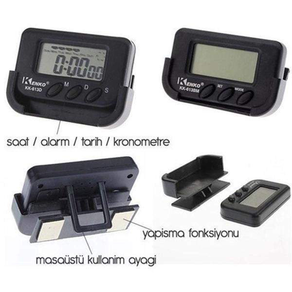 Ev ve Araç Tipi Dijital Saat Kronometreli Alarmlı Pilli Saat  - Image 1