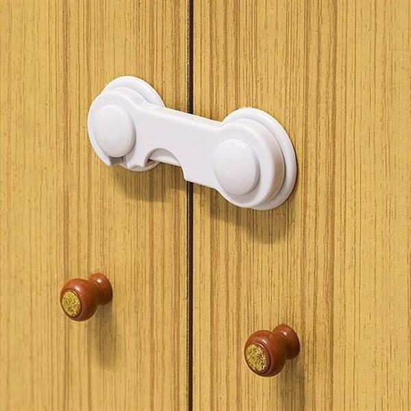 Bebek Çocuk Güvenliği Çekmece ve Dolap İçin Kendiliğinde Yapışkanlı Vidasız Kapak Kilidi  - Image 1