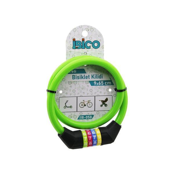 ŞİFRELİ İNCE BİSİKLET KİLİT ÇELİK TEL YEŞİL RENKLİ KILIF 9MMX65CM   - Image 1