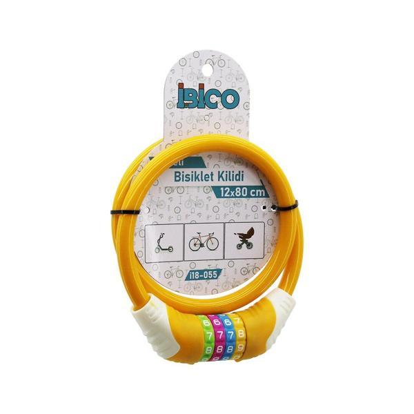 ŞİFRELİ KALIN BİSİKLET KİLİT ÇELİK TEL TURUNCU RENKLİ KILIF 12MMX80CM   - Image 1