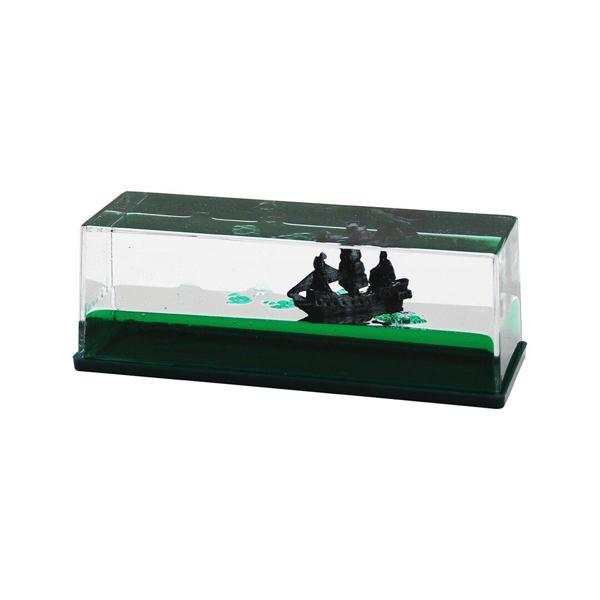 YEŞİL SU   DİKDÖRTGEN MİKA  YÜZEN BATMAYAN GEMİ  DEKORATİF BİBLO AKVARYUM   4.5X14.5X5.3CM  - Image 1