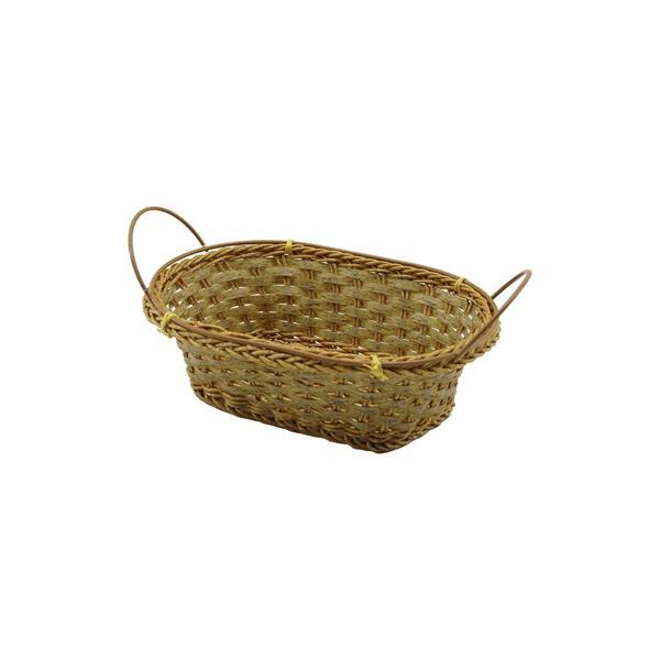 OVAL PLASTİK HASIR EKMEK - ÇOK AMAÇLI SEPET KULPLU - METAL İSKELET TABAN:11X18- AĞIZ:18X24.5CM D:8CM  - Image 1