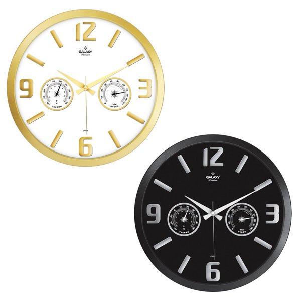 TERMOMETRELİ ISI - NEM ÖLÇER KABARTMA RAKAMLI DUVAR SAATİ  - Image 1