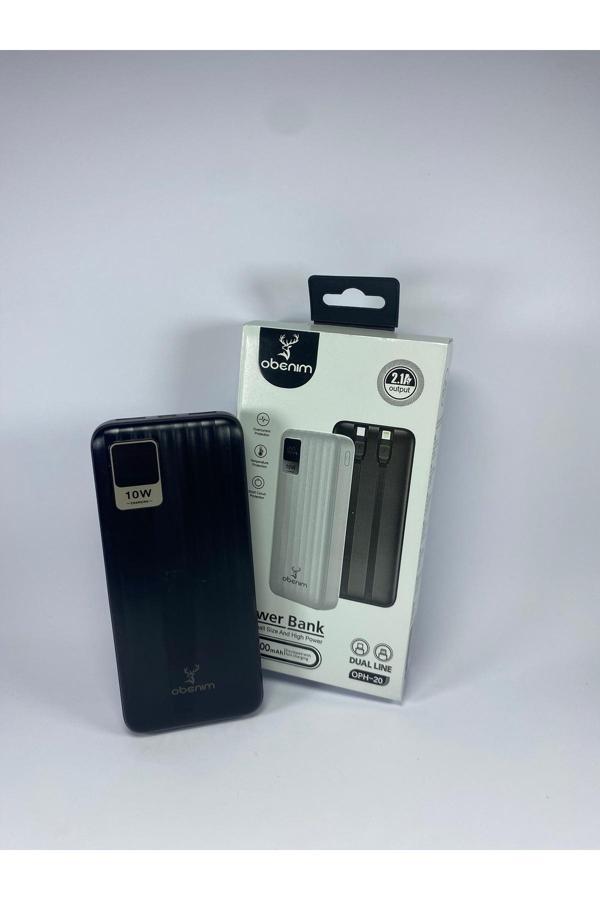 Obenim Oph-20 Led Ekranlı Powerbank Dahili Type-C & Lightning Kablo 20000 Mah Apple İphone Uyumlu - Image 1