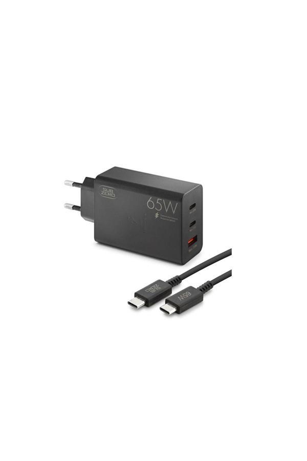 Subzero Tecno Spark 20Kj6 Uyumlu 65W Usb+Pd+Pd ( 3 ) Girişli Süper Fast Type-C Şarj Aleti + Kablo - Image 1