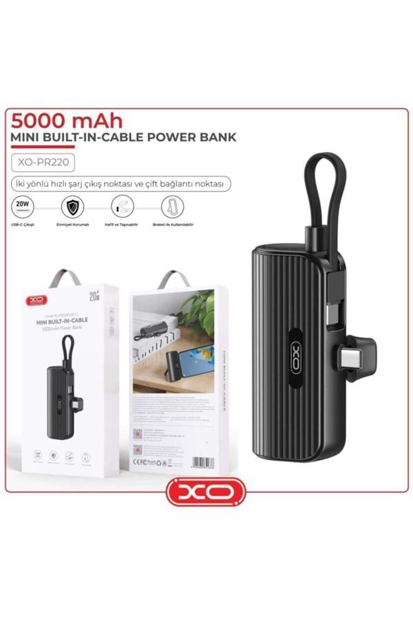 Xo 20W Fast Hızlı Usb-C Type-C Kablolu Standlı 5000 Mah Taşınabilir Şarj Aleti Powerbank Pr220 - Image 1