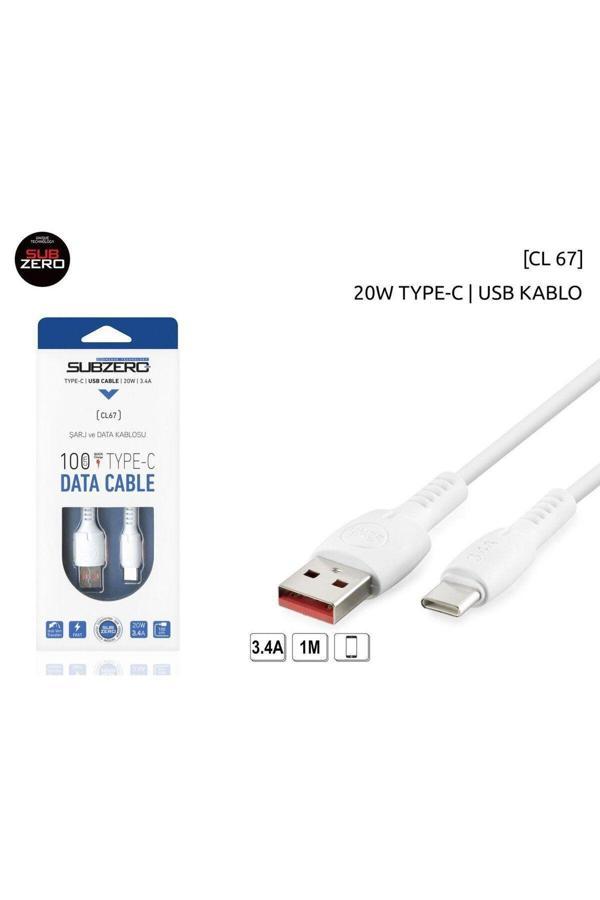 Subzero Cl67 Type-C 3,4A Hızlı 1 Metre Şarj Kablosu - Image 1