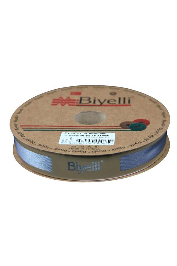 Biye Saten Katlı 086 Gri 2 cm 25 Metre %100 Polyester - Image 1