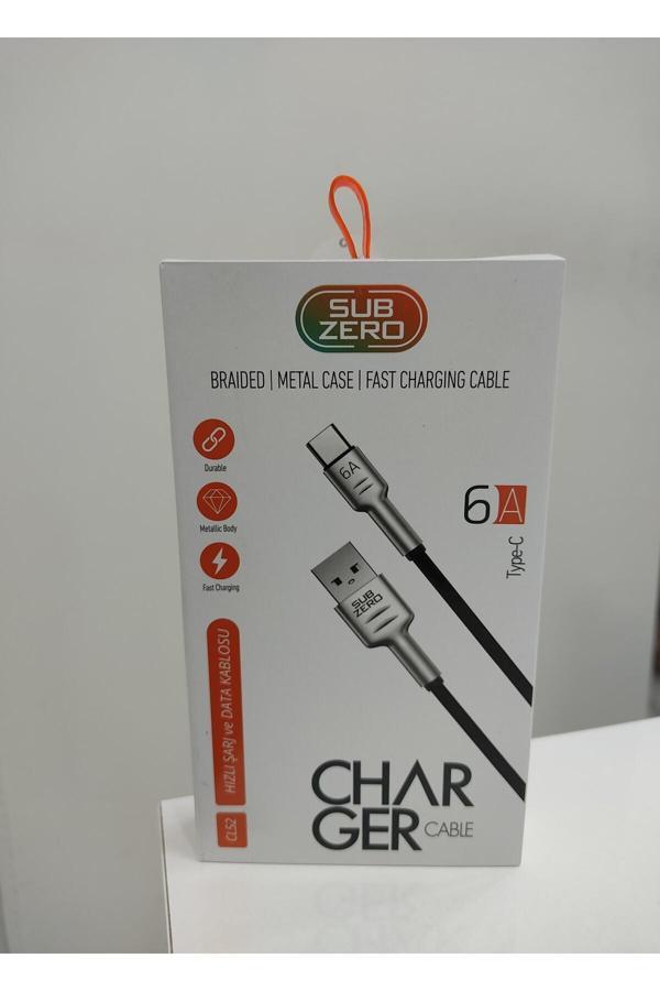 Subzero Metal Başlık Hasır 6A Type-C Hızlı Şarj Data Kablosu 1Mt Cl52 - Image 1