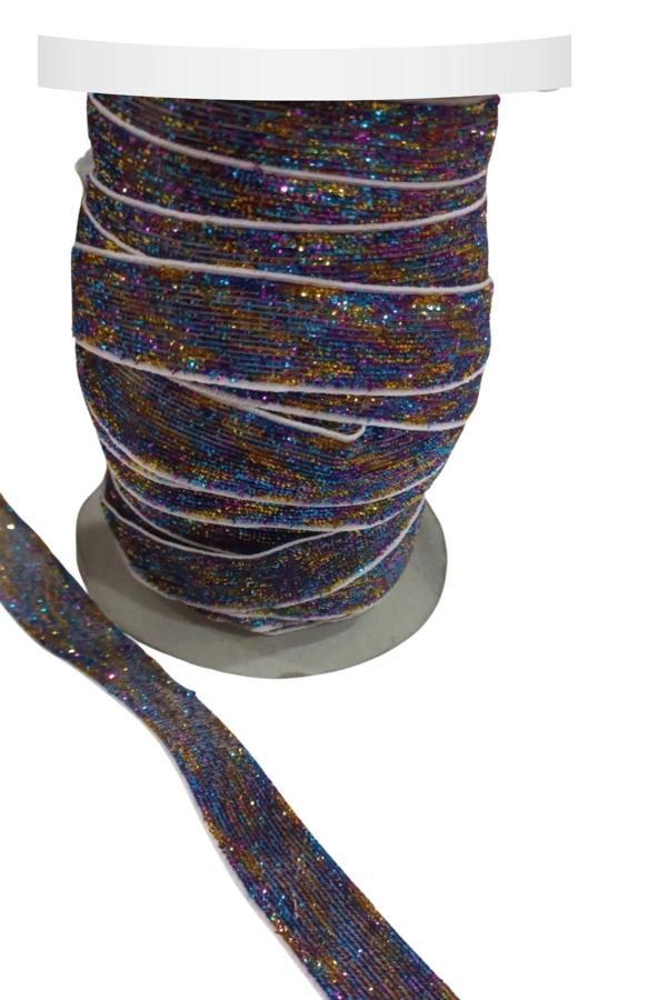 Kadife Kurdele Simli 1,5 cm Karışık Renk 1 Metre - Image 1