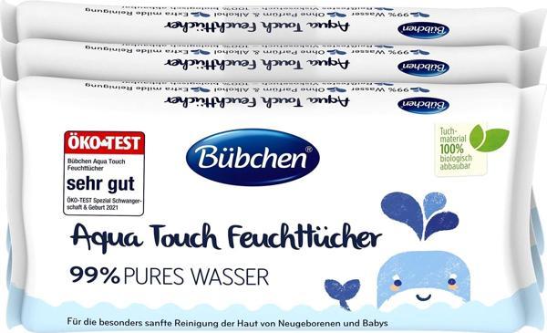 Bübchen Aqua Touch Yenidoğan Hassas Islak Mendil 3 x 48 Adet ( 144 Yaprak ) - Image 1