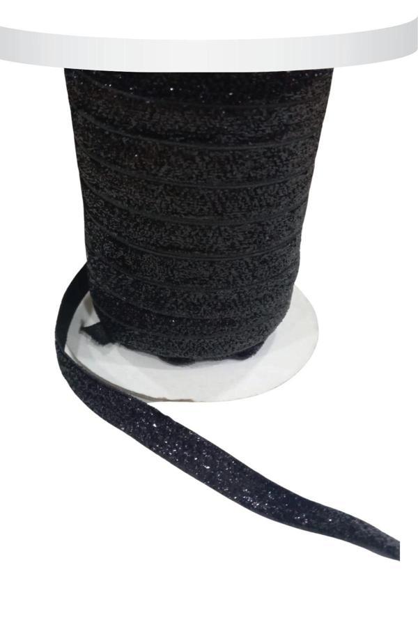 Kadife Kurdele Simli 1 cm Siyah 2 Metre - Image 1