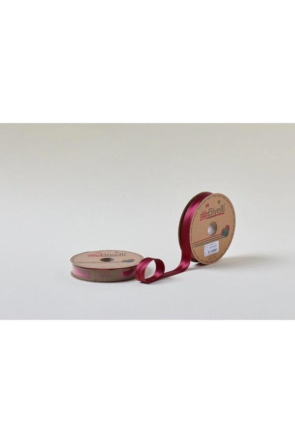 Biye Saten Katlı 022 Bordo 2 cm 25 Metre %100 Polyester - Image 1