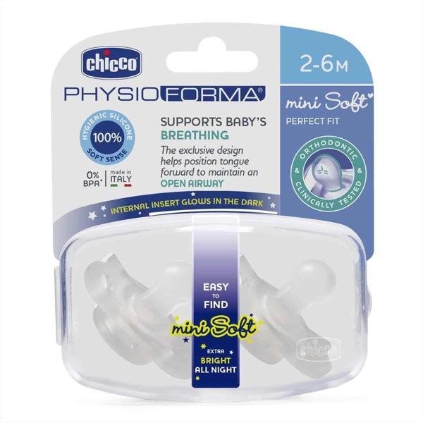 Chicco Gece Parlayan PhysioForma Mini Soft 2'li Emzik 2-6 Ay - Image 1