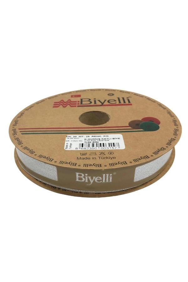 Biye Simli Katlı Kg Gümüş 2 cm 25 Metre %50 Simli % 50 Polyester - Image 1