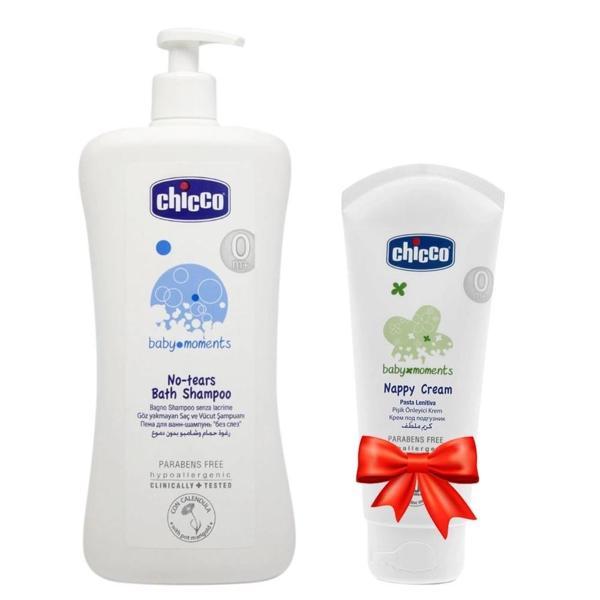 Chicco Göz Yakmayan Saç ve Vücut Şampuanı 750ml + Chicco Pişik Önleyici Krem 100ml - Image 1