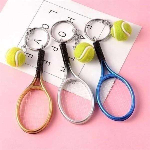 BUFFER® Gerçekçi Tenis Raketi Tasarımlı Şık Anahtarlık Kolye Çanta Süsü Tennis Keychain - Image 1
